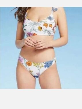 Kona Sol Floral White Two-Piece Bikini Set